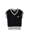 Monnalisa Two-tone Knitted Waistcoat In Black
