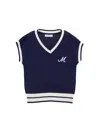 Monnalisa Two-tone Knitted Waistcoat In Dark Blue
