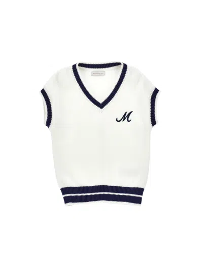 Monnalisa Kids'   Two-tone Knitted Waistcoat In White