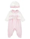 Monnalisa Two-tone Two-piece Set In Cream + Pink