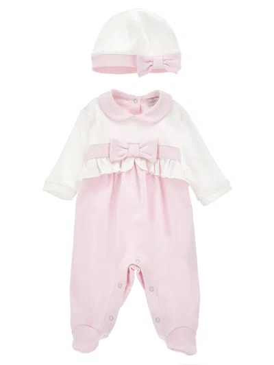 Monnalisa Kids'   Two-tone Two-piece Set In Cream + Pink