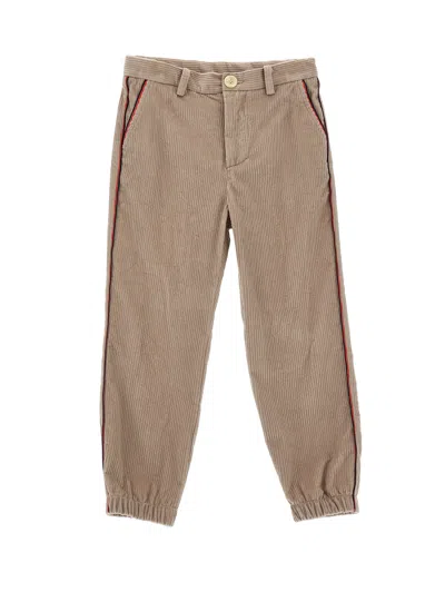 Monnalisa Kids'   Two-tone Velvet Trousers In Dove Grey