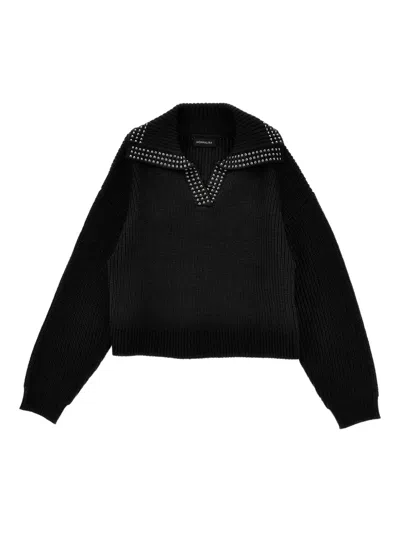 Monnalisa Kids' V-neck Sweater In Black