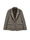 Monnalisa Velour Blazer With Rhinestones In Caramel