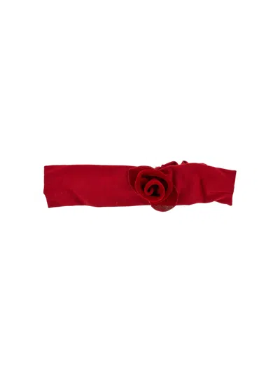 Monnalisa Kids'   Velvet Band With Rose In Red