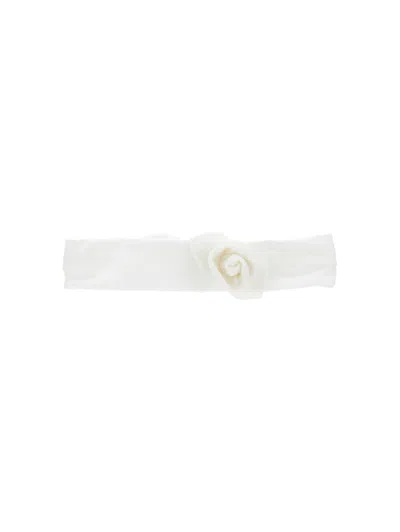 Monnalisa Kids'   Velvet Band With Rose In White