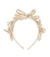 Monnalisa Velvet Headband With Bows In Beige