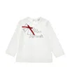 Monnalisa Rhinestone T-shirt And Velvet Bow In White