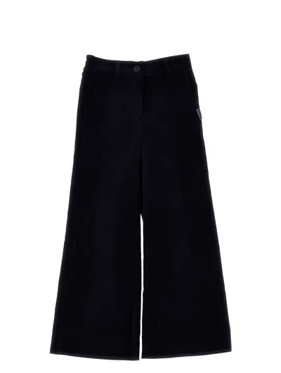 Monnalisa Kids'   Velvet Corduroy Trousers In Navy Blue