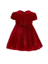 Monnalisa Velvet Dress With Roses In Red