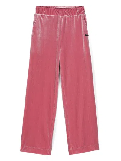 Monnalisa Kids' Velvet-effect Track Pants In Pink