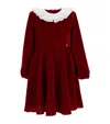 Monnalisa Smooth Velvet Godet Dress In Multi