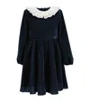 Monnalisa Smooth Velvet Godet Dress In Navy