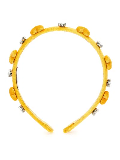 Monnalisa Kids'   Velvet Hairband In Light Yellow