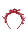 Monnalisa Velvet Headband With Bows In Plum