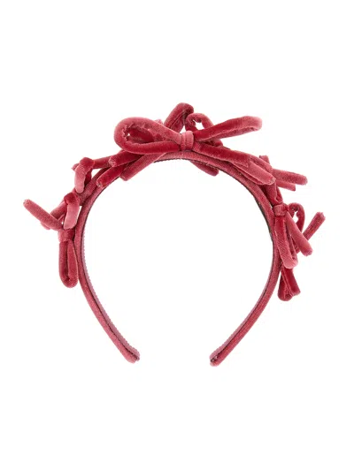 Monnalisa Babies'   Velvet Headband With Bows In Plum