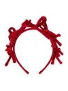 Monnalisa Velvet Headband With Bows In Red