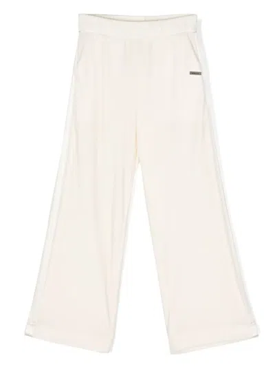 Monnalisa Kids' Velvet Track Pants In White