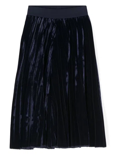 Monnalisa Kids' Velvet Wide-leg Trousers In Blue