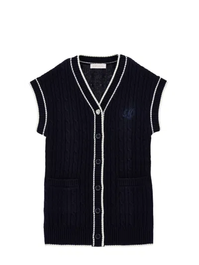 Monnalisa Kids'  Vest With Logo Buttons In Blue