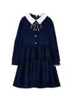 Monnalisa Viscose Dress With Bow In Dark Blue