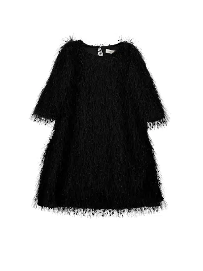 Monnalisa Kids'   Viscose Fringe Dress In Black