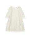 Monnalisa Viscose Fringe Dress In Ecru