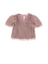 Monnalisa Viscose Fringed Top In Blush Pink
