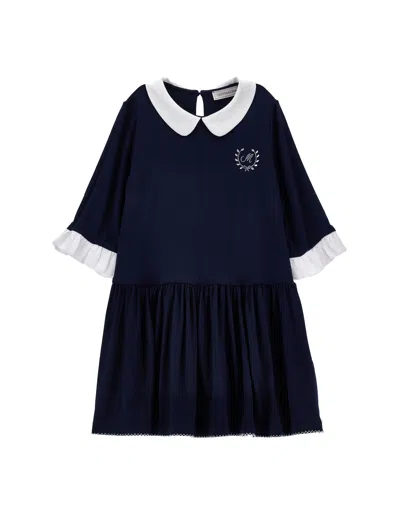 Monnalisa Kids'   Viscose Jersey Dress In Dark Blue