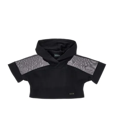Monnalisa Viscose Short Hoodie In Black