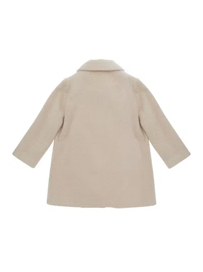 Monnalisa V-neck Coat In Neutral