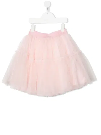 Monnalisa Kids' Waistband-logo Tulle Skirt In Cyclamen