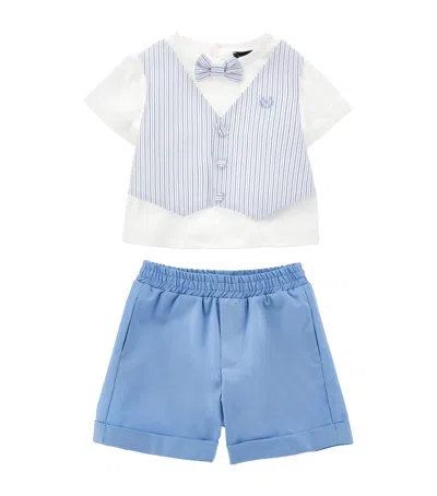 Monnalisa Kids' Waistcoat T-shirt And Shorts Set