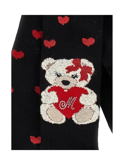 Monnalisa Kids'   Warm Cotton Jacquard Tights In Black + Red