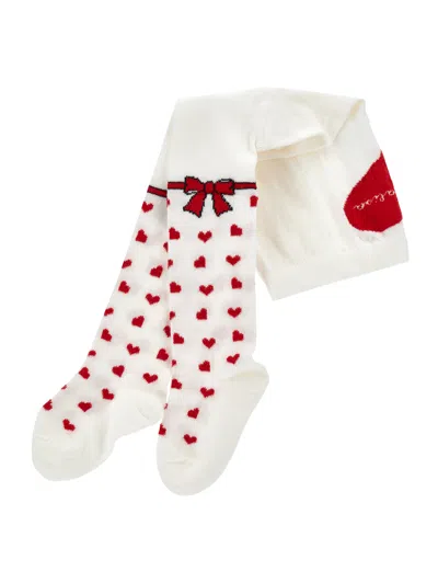 Monnalisa Kids'   Warm Cotton Jacquard Tights In Cream