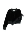 Monnalisa Warp-knit Chenille Sweatshirt In Black