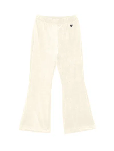 Monnalisa Kids'   Warp-knit Chenille Trousers In Cream