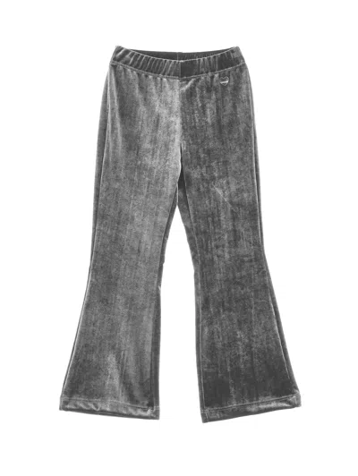 Monnalisa Warp-knit Chenille Trousers In Gray