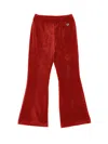 Monnalisa Warp-knit Chenille Trousers In Ruby Red