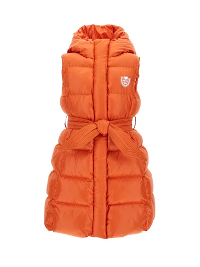 Monnalisa Kids'   Technical Fabric Padded Gilet In Orange