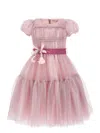 Monnalisa Glitter-detail Tulle Dress In Onion + Silver