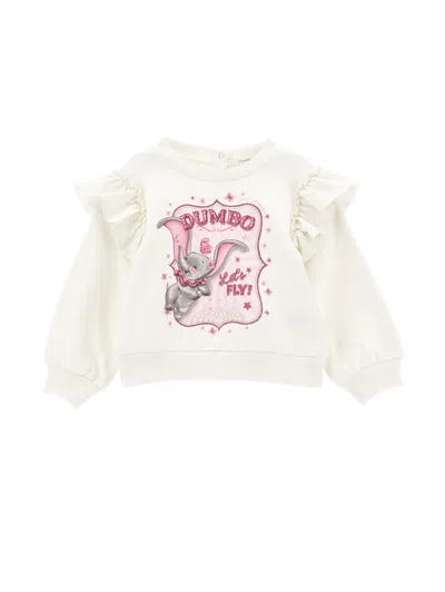 Monnalisa Kids'   Whimsical Sweatshirt With Dumbo In Cream