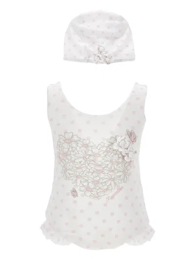 Monnalisa Babies' Polka-dot Swimsuit Set In White