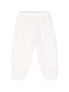 Monnalisa Logo-embroidered Tapered Trousers In Cream