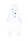 Monnalisa White Babygrow Set For Baby Boy With Rainbow In White