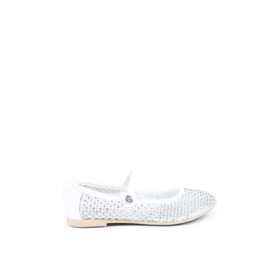Monnalisa Kids' White Ballet Flats For Girl With Rhinestones