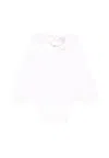Monnalisa White Bodysuit For Baby Girl With Logo In White