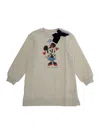 Monnalisa White Crewneck With Bow Detail On The Front And Print On The Front In Cotton Blend Baby In White