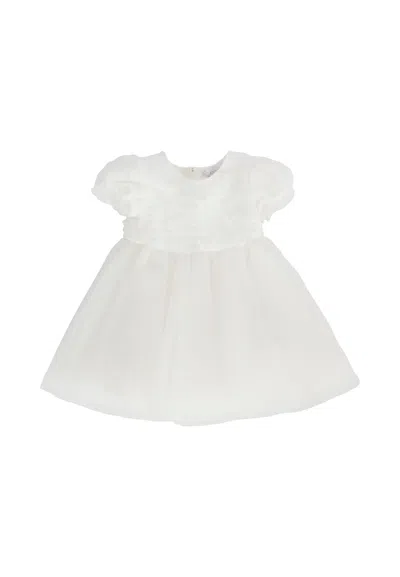 Monnalisa White Dress For Baby Girl With Bows