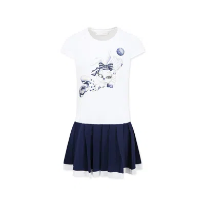 MONNALISA WHITE DRESS FOR GIRL WITH BUNNY